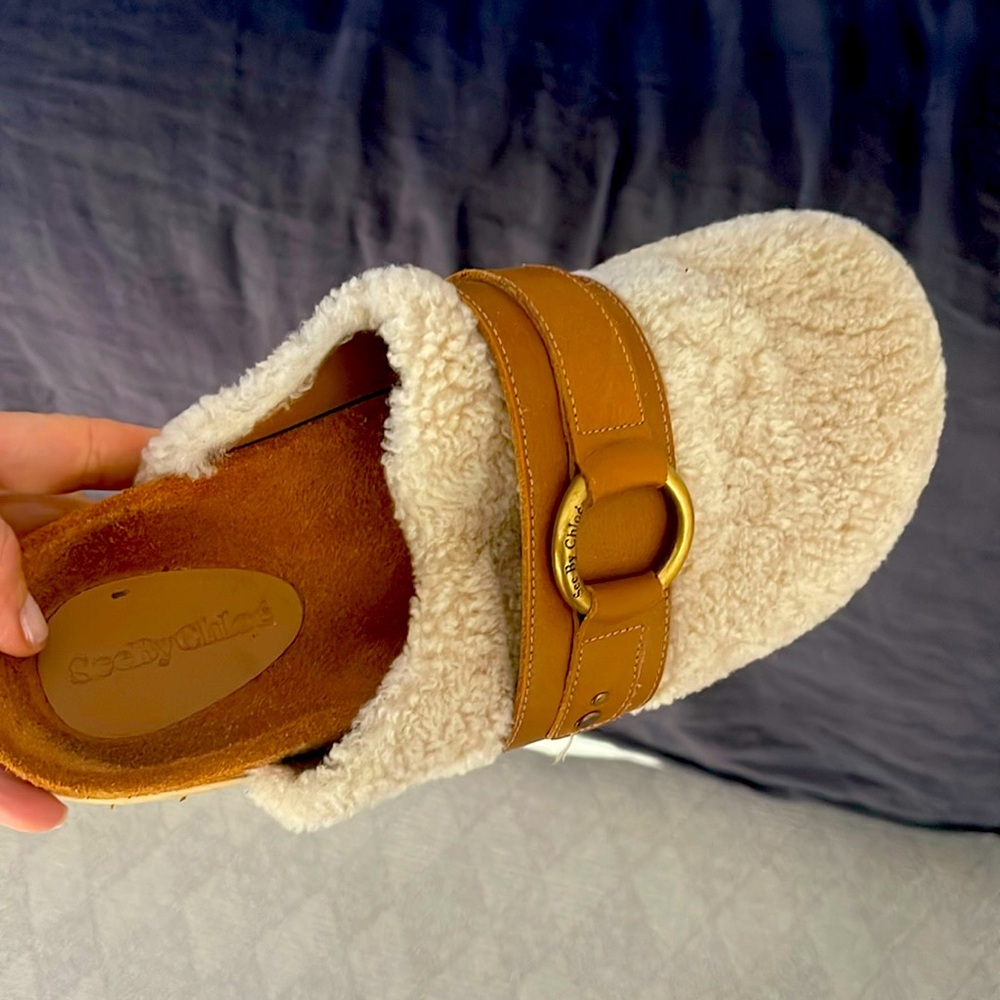 See by Chloe shearling Gema Mule Loafers size 38